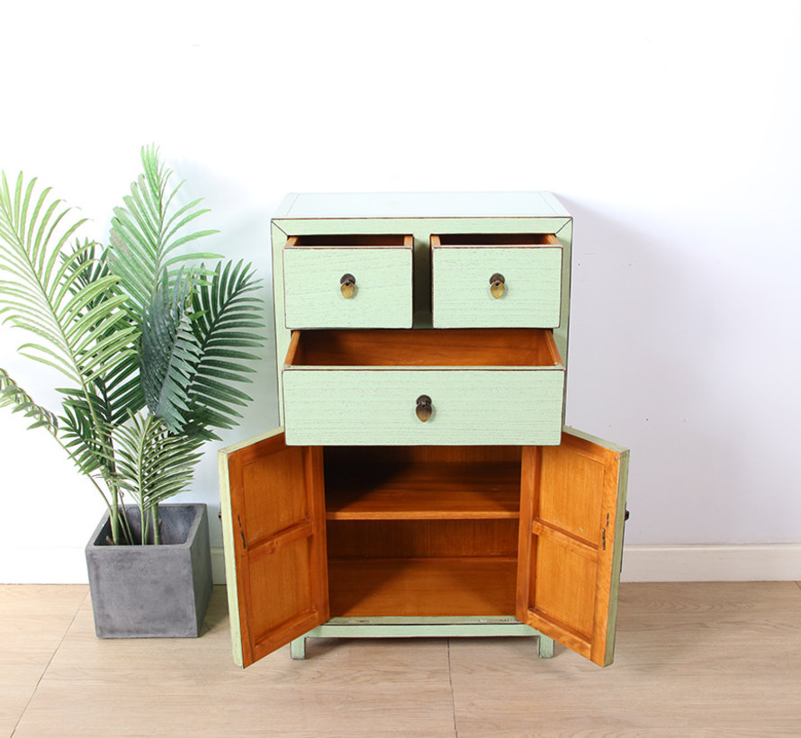 Chinese cupboard cabinet 3 Schub 2 doors mint RAL6019