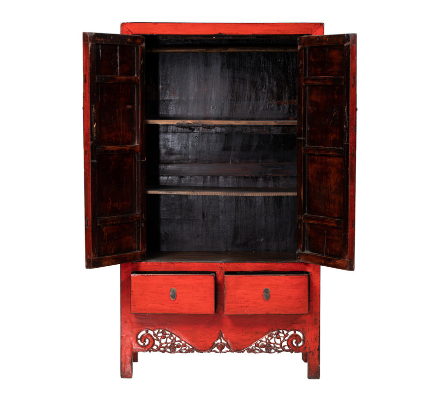 Antiker Chinesischer Hochzeitsschrank Kleiderschränke rot