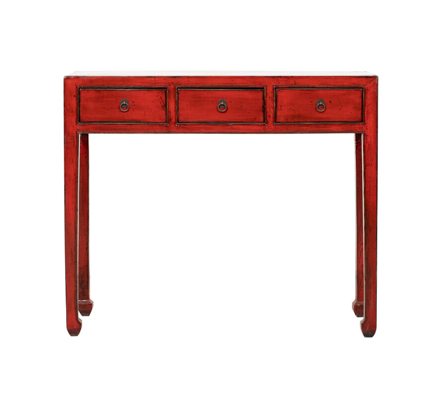 antique desk table console table side table with three drawers red