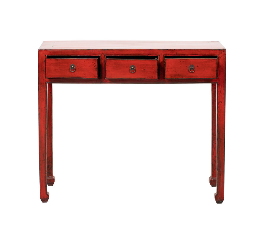 antique desk table console table side table with three drawers red