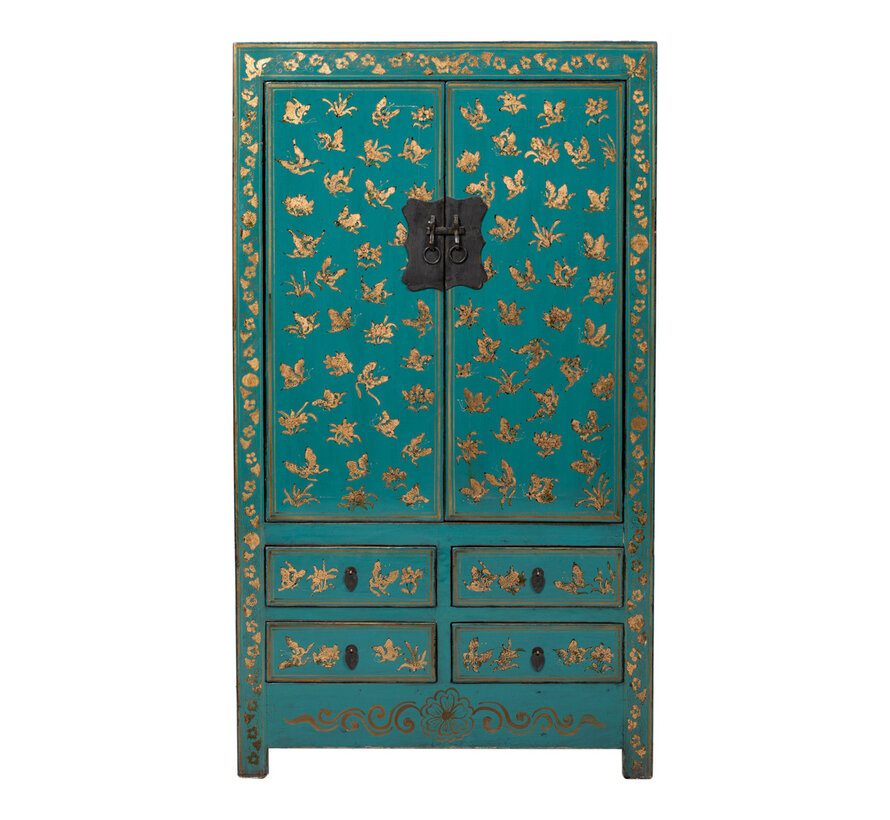 Antique Chinese Wedding Cabinet Wardrobes blue