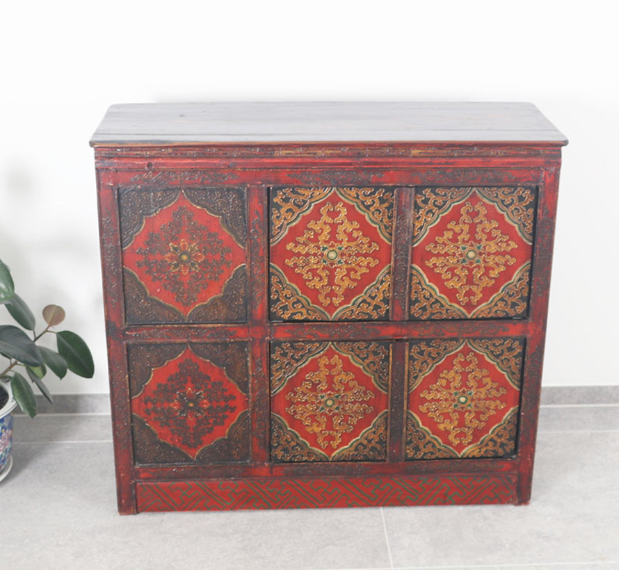 Tibetan chest of drawers with  beautiful hand-painted floral motif
