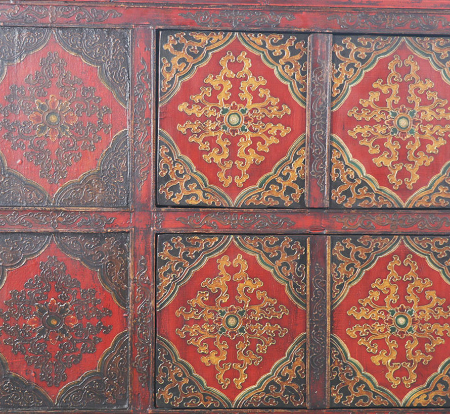 Tibetan chest of drawers with  beautiful hand-painted floral motif