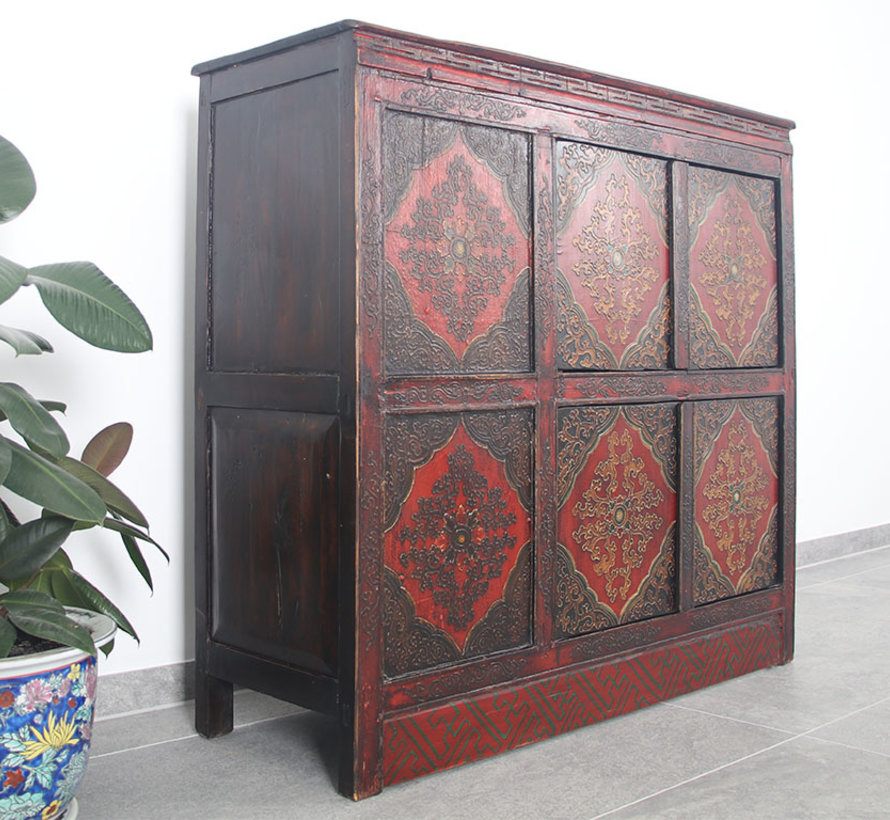 Tibetan chest of drawers with  beautiful hand-painted floral motif