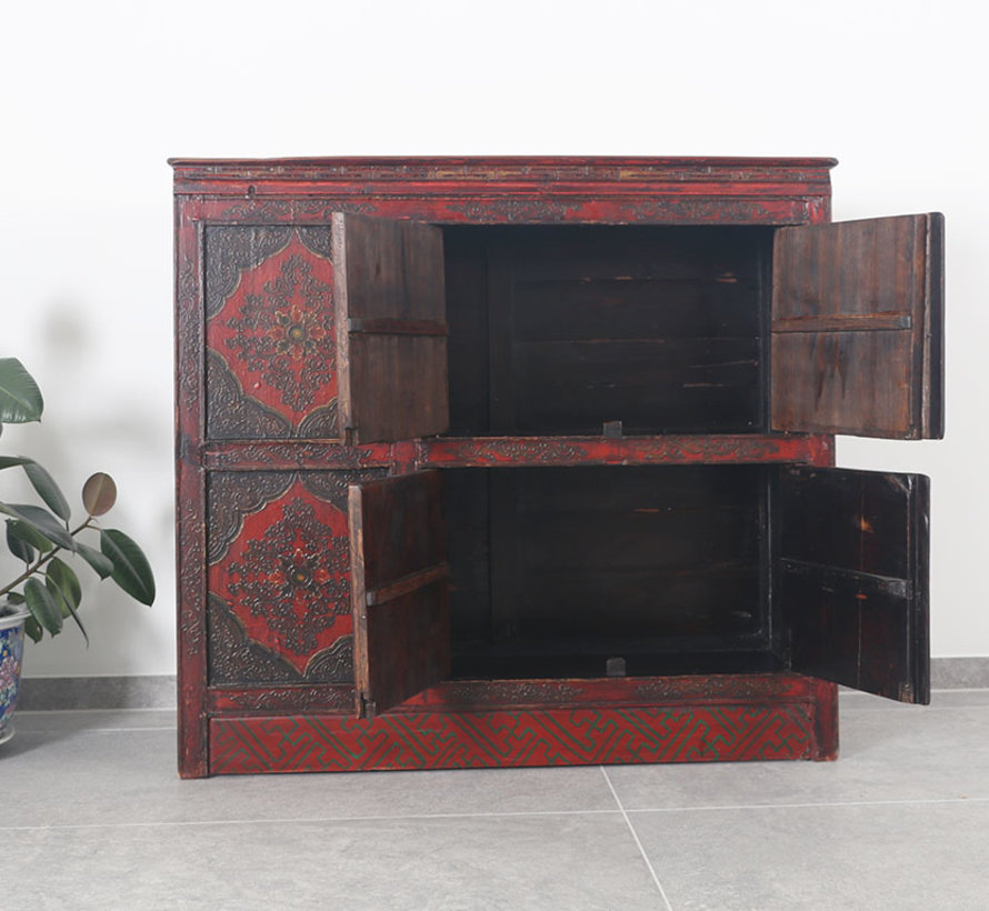 Tibetan chest of drawers with  beautiful hand-painted floral motif