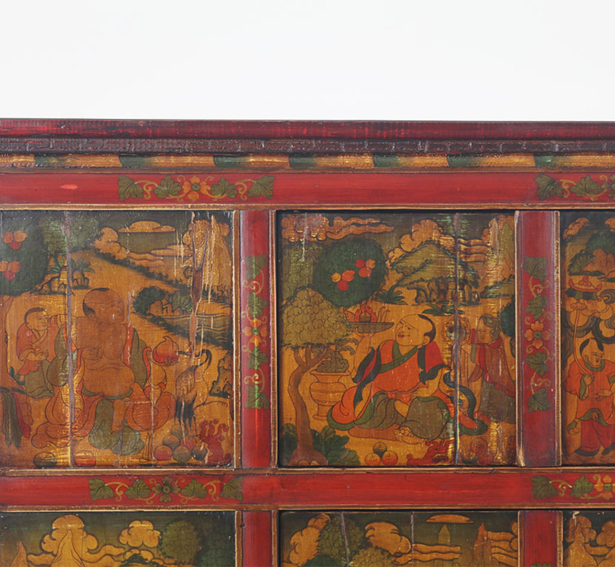 Tibetan chest of drawers with  beautiful hand-painted figure