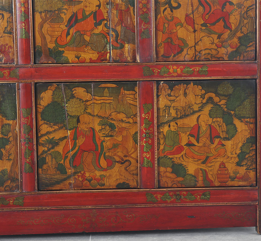 Tibetan chest of drawers with  beautiful hand-painted figure