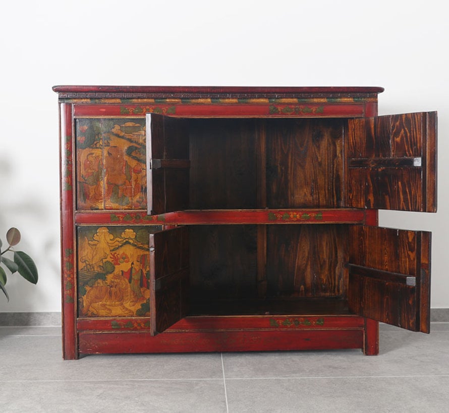 Tibetan chest of drawers with  beautiful hand-painted figure