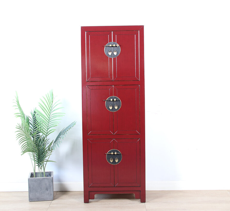 Chinese wedding cabinet 6 doors solid wood purple red RAL 3004