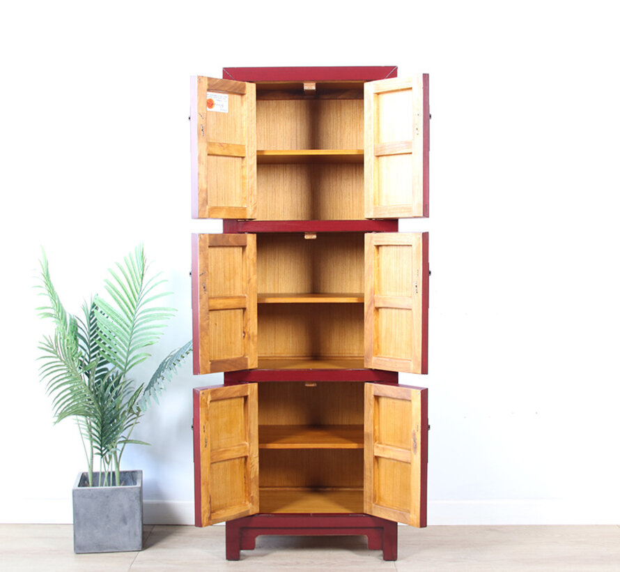 Chinese wedding cabinet 6 doors solid wood purple red RAL 3004