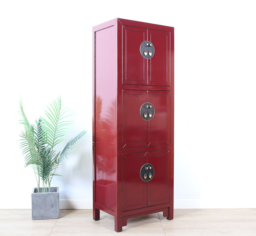 Chinese wedding cabinet 6 doors solid wood purple red RAL 3004