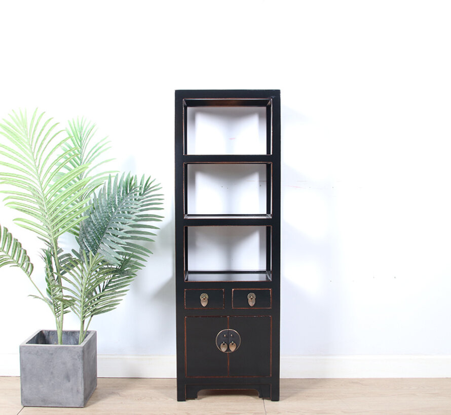 Shelf Chinese dresser cabinet solid wood 2 doors 2drawer black