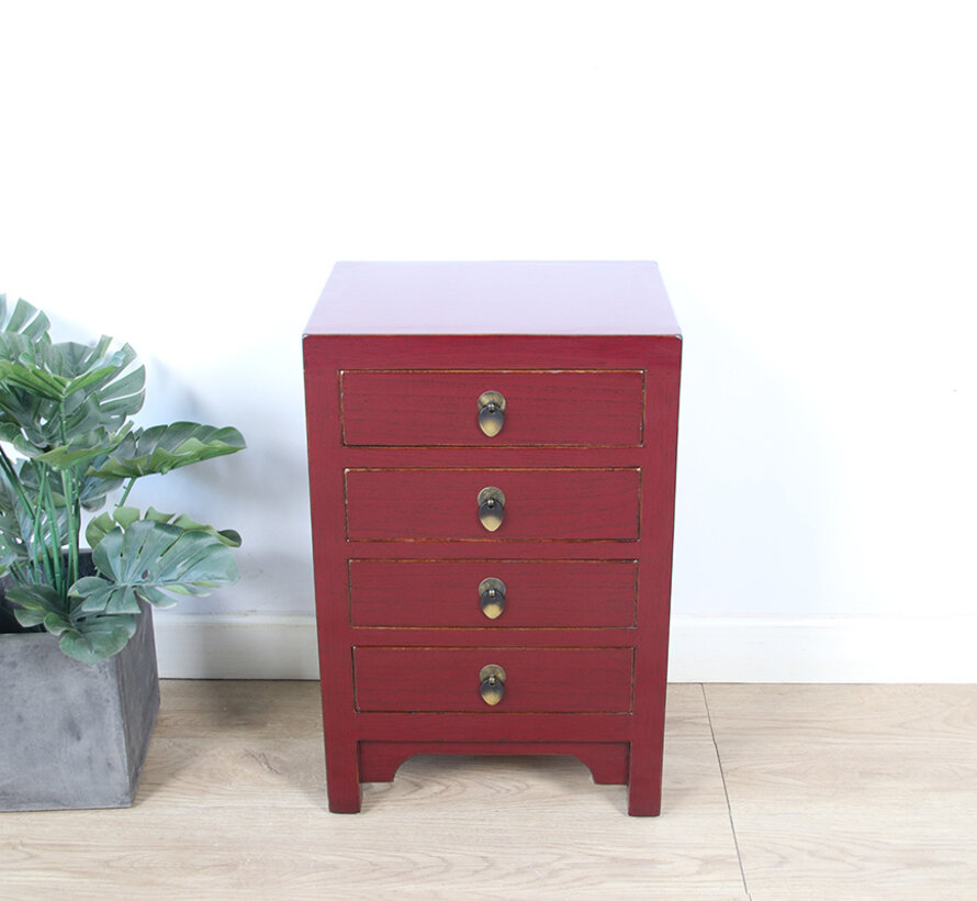 chest of drawers  bedside table solid wood purpurrot RAL3004