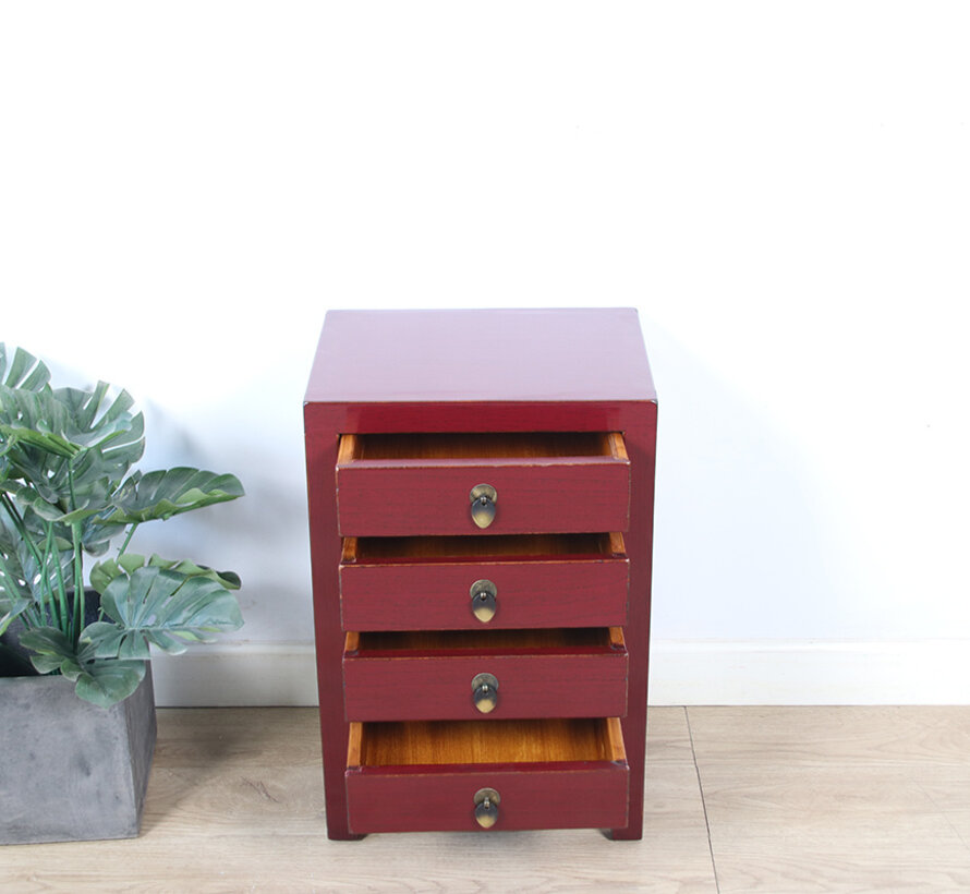 chest of drawers  bedside table solid wood purpurrot RAL3004