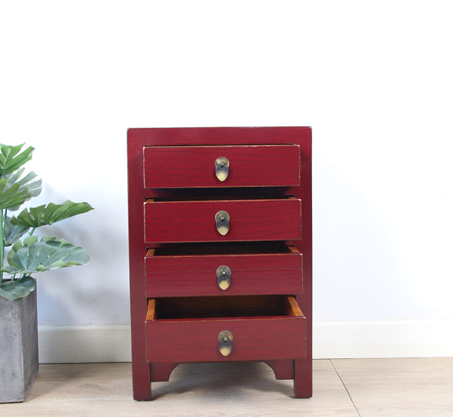 chest of drawers  bedside table solid wood purpurrot RAL3004