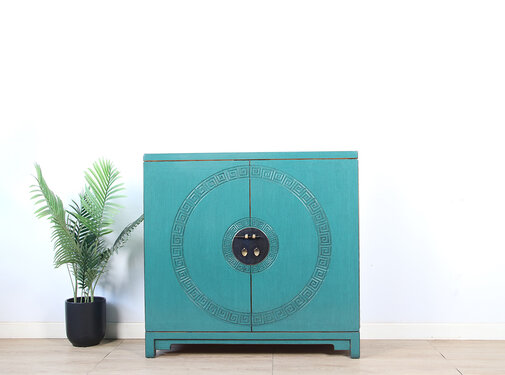 Yajutang Schuhschrank 2 Türen  türkis RAL5018