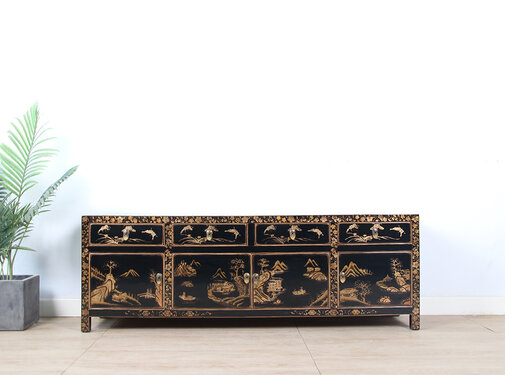 Yajutang Hand-painted TV cabinet 4 doors 4 drawers