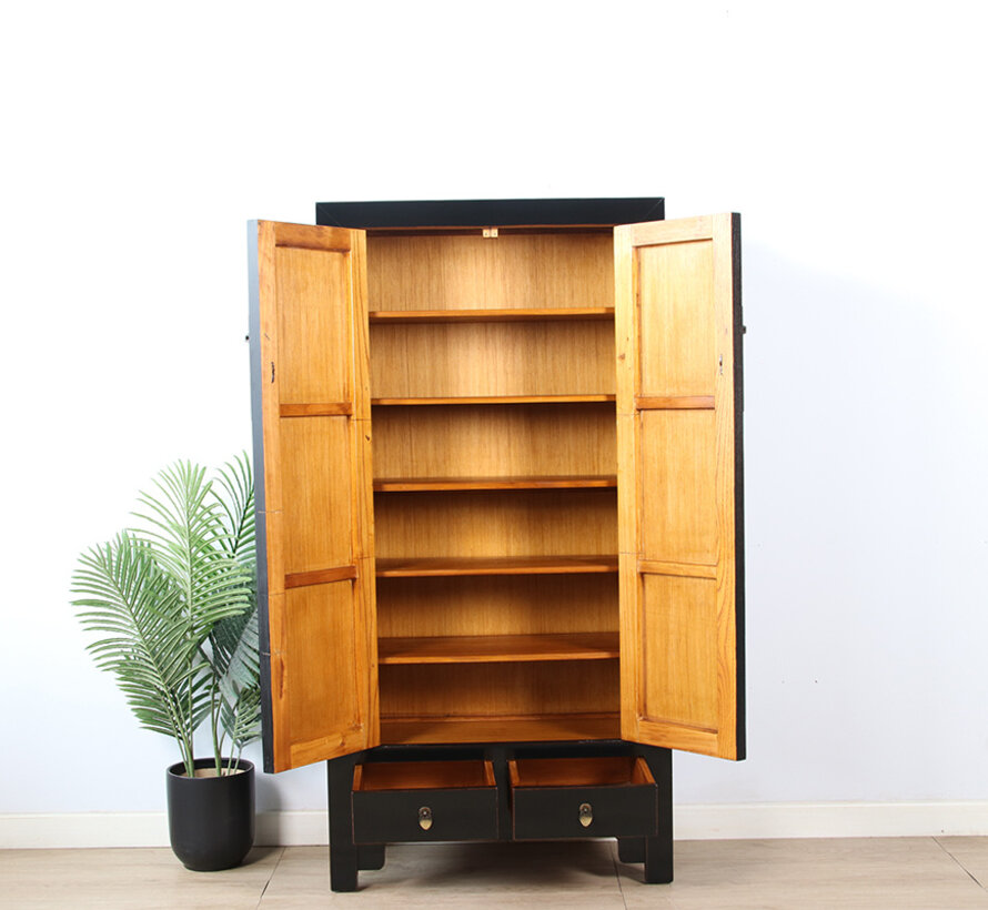 Shoe cabinet 2 doors 2 drawers black