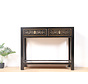 Console console table with 2 drawers in solid wood balck