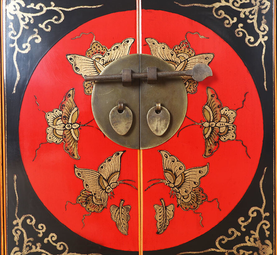 Chinese dresser sideboard 1 drawer 2 doors painted black