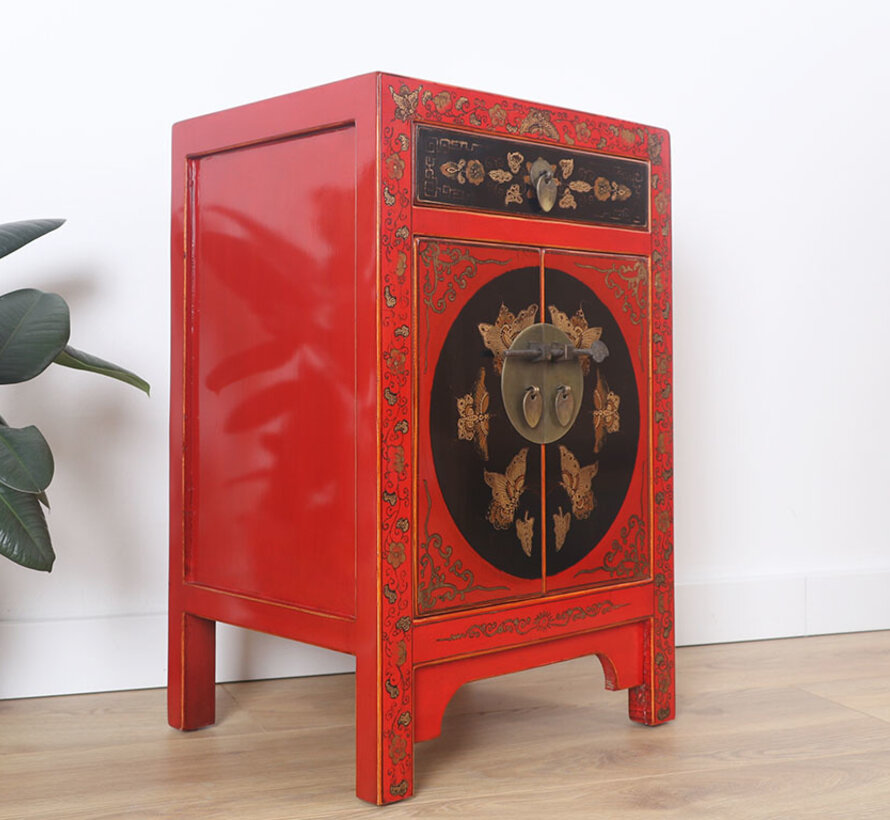 Chinese dresser sideboard 1 drawer 2 doors painted red