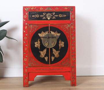 Yajutang Kommode 1 Schublade 2 Türen bemalt rot