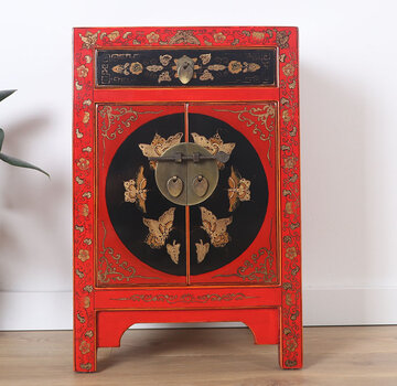 Yajutang Dresser 1 drawer 2 doors painted red