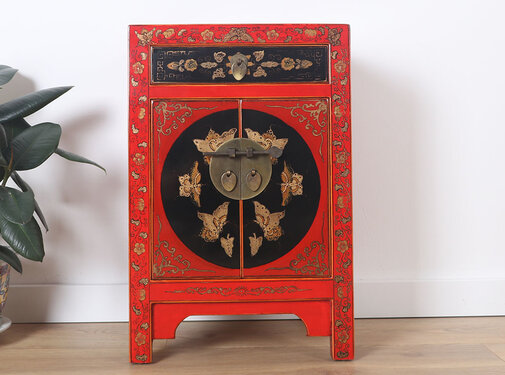 Yajutang Dresser 1 drawer 2 doors painted red
