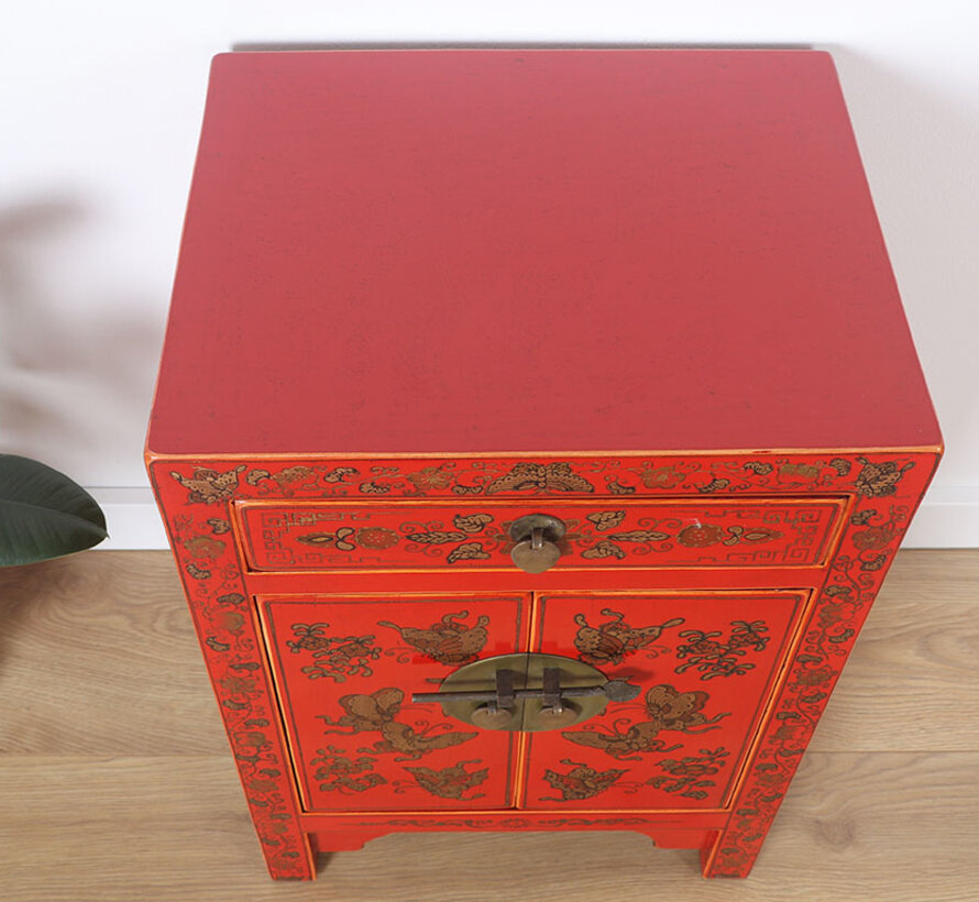 Chinese chest of drawers  bedside cabinet solid wood China red