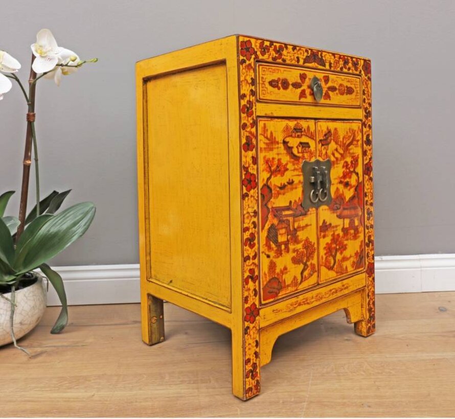 chinesische Kommode Sideboard 1 Schublade 2 Türen bemalt