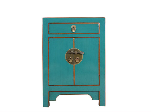 Yajutang Chinese bedside cabinet turquoise RAL5018