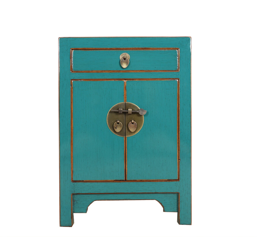 Chinese chest of drawers bedside solid wood  turquoise RAL5018