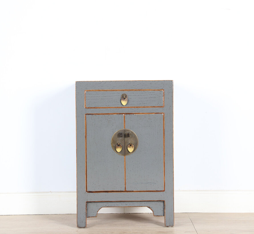 Chinese chest of drawers  bedside cabinet solid wood gray