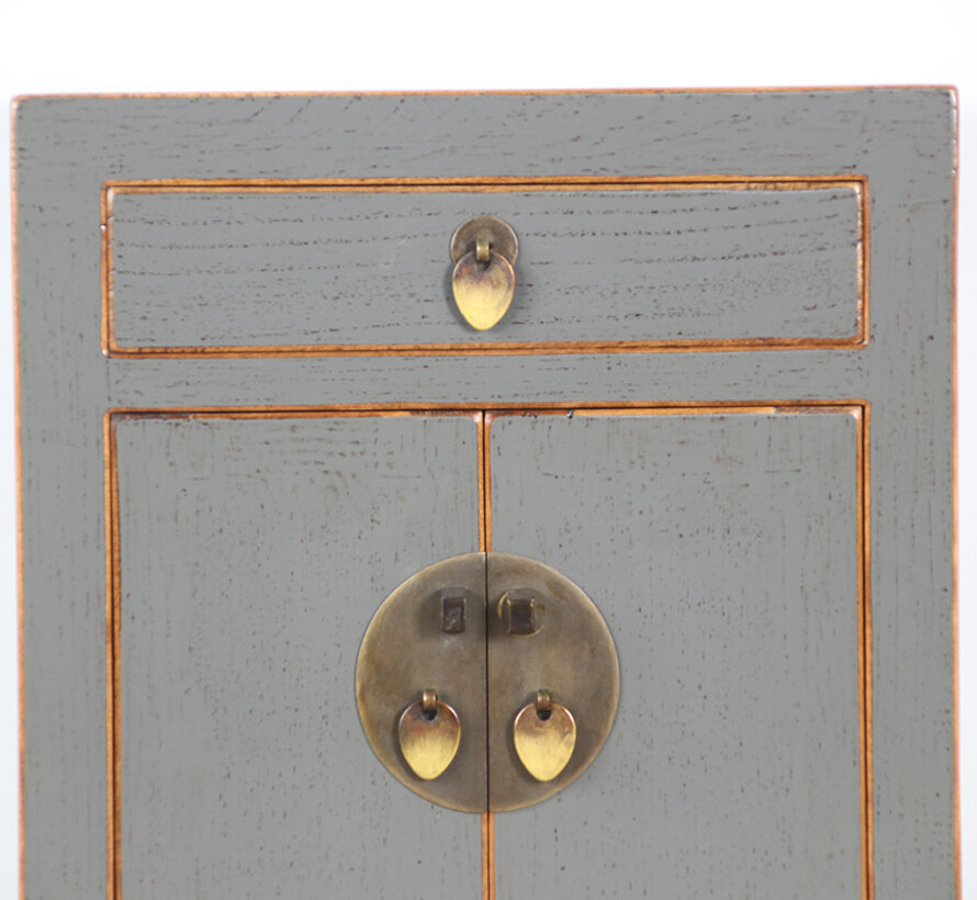 Chinese chest of drawers  bedside cabinet solid wood gray  RAL7005