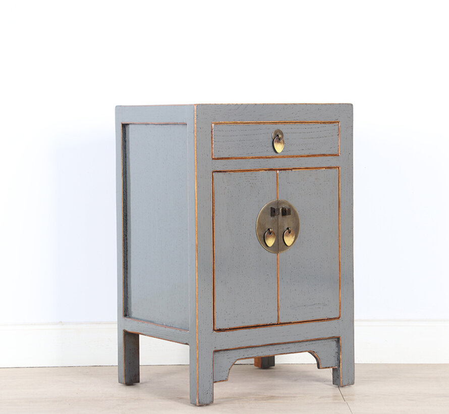 Chinese chest of drawers  bedside cabinet solid wood gray  RAL7005