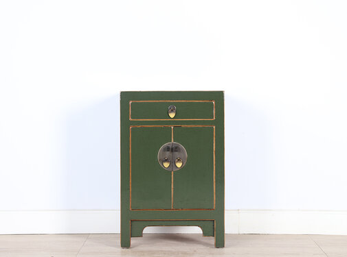 Yajutang Chinesische Kommode Nachtschrank olivgrün