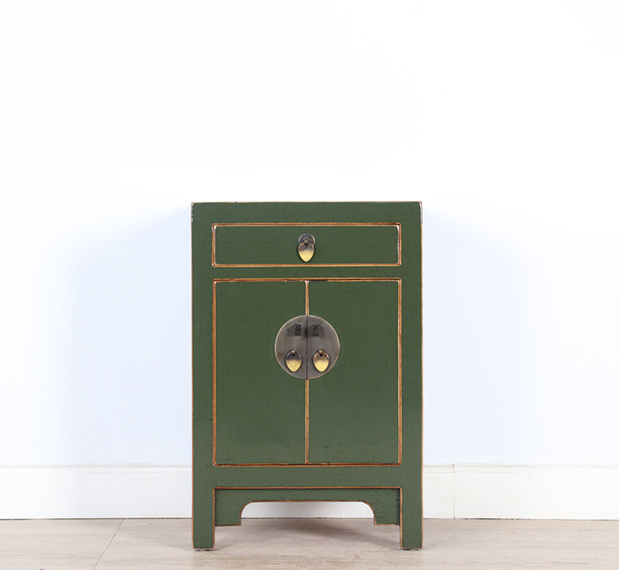 Chinese chest of drawers  bedside cabinet solid wood olive green