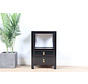 Chinese Solid Wood Side Table – black lacquer, 2 drawers, open shelf
