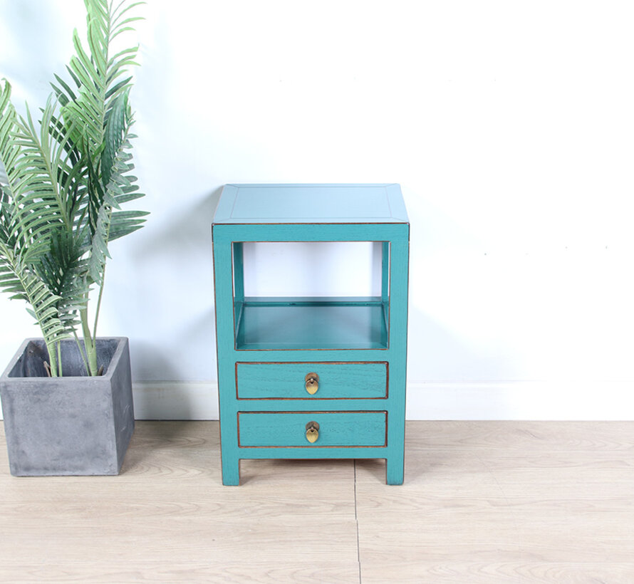 Chinese chest of drawers  bedside cabinet solid wood turquoise RAL5018