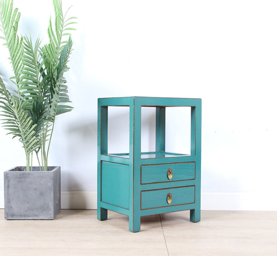 Chinese chest of drawers  bedside cabinet solid wood turquoise RAL5018