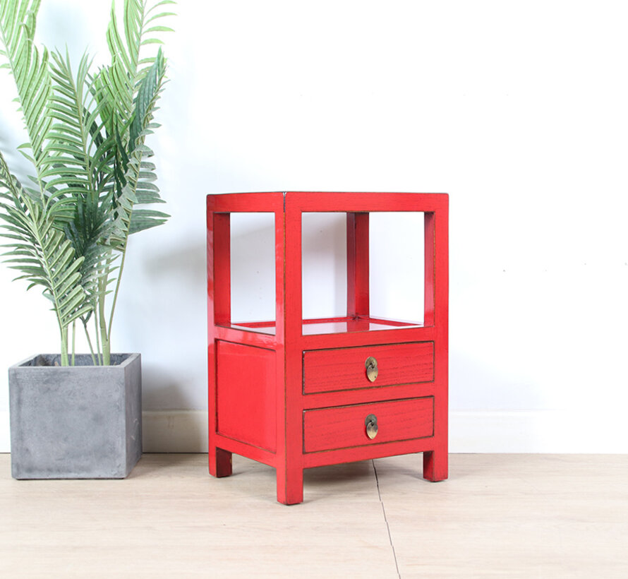 Chinese chest of drawers  bedside table solid wood red