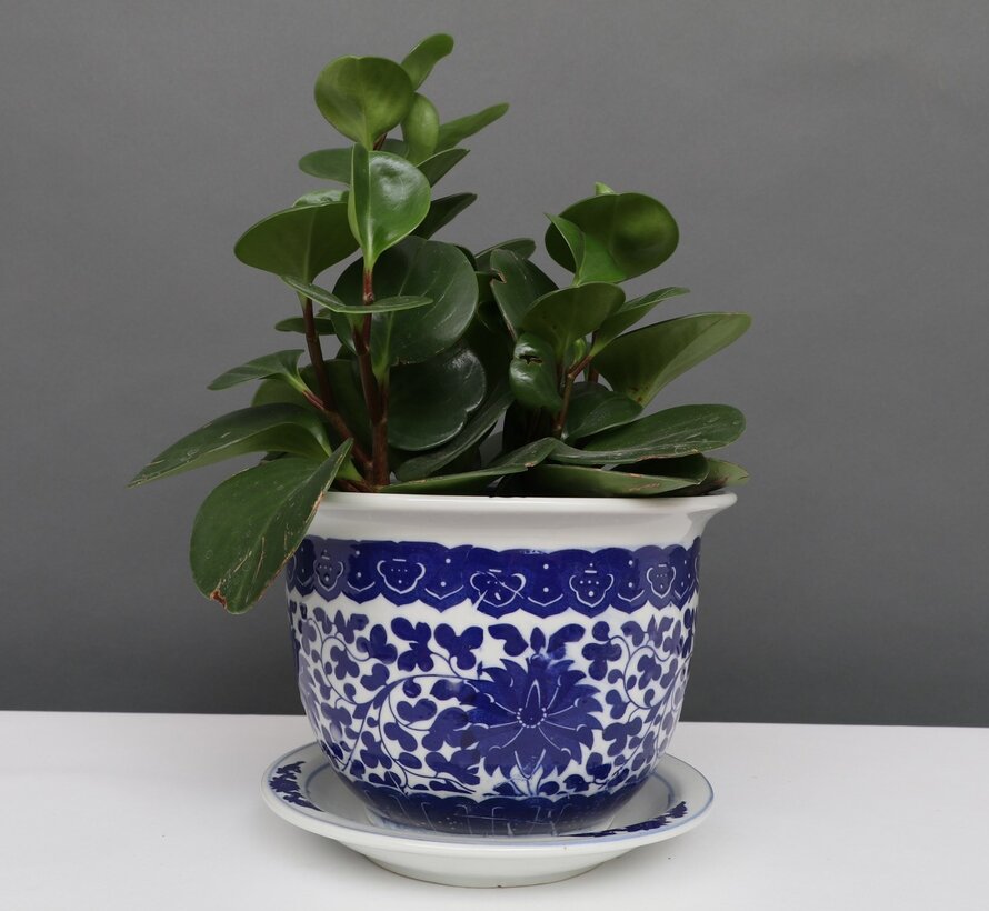 China Porcelain Flowerpot Blue-White with lotus flowers Ø 20cm