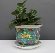 Yajutang Flowerpot green & colorful flowers Ø 17