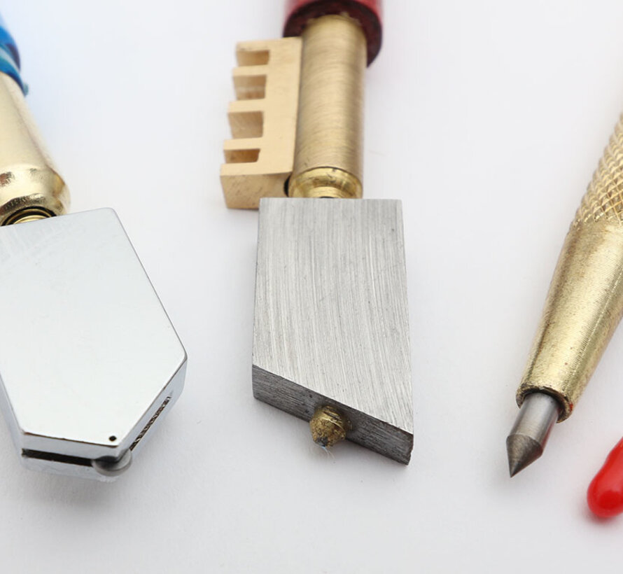 3 Pcs. Set:  Diamond Glass Cutter, Carbide Tungsten Glass Cutter, Tungsten Scribing Needle