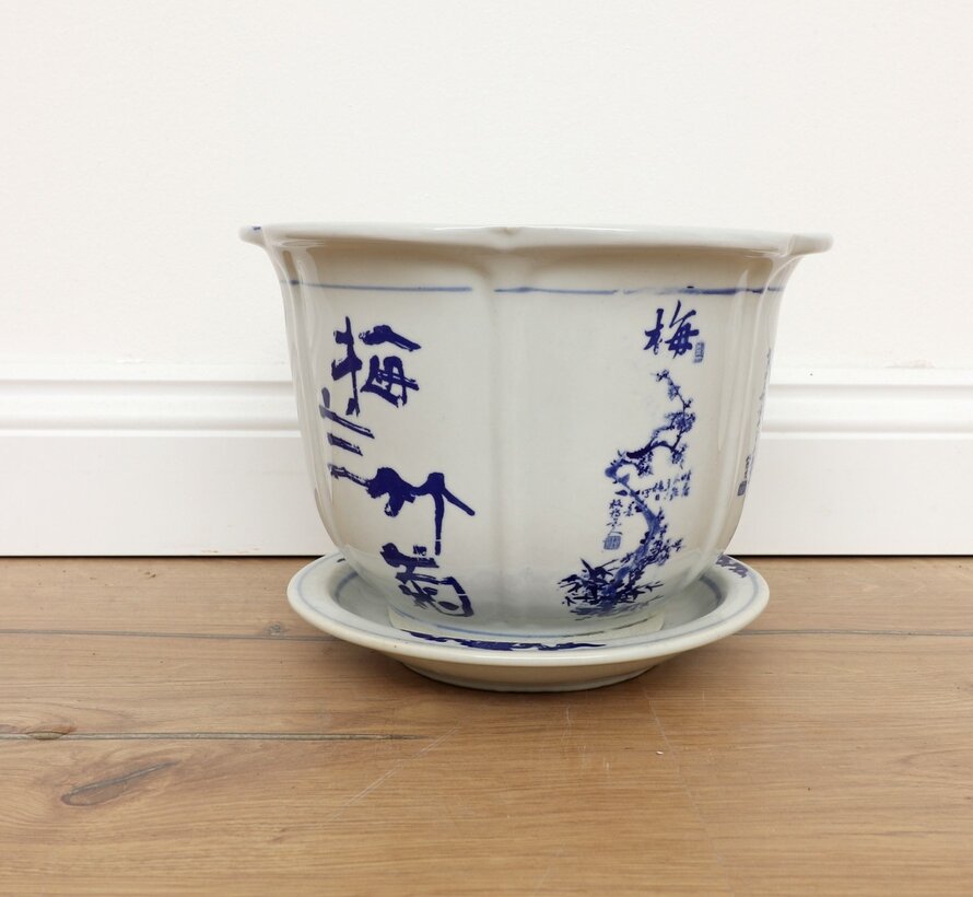 Porcelain Flower Pot Plum Orchid Maximum Outer Edge Ø23