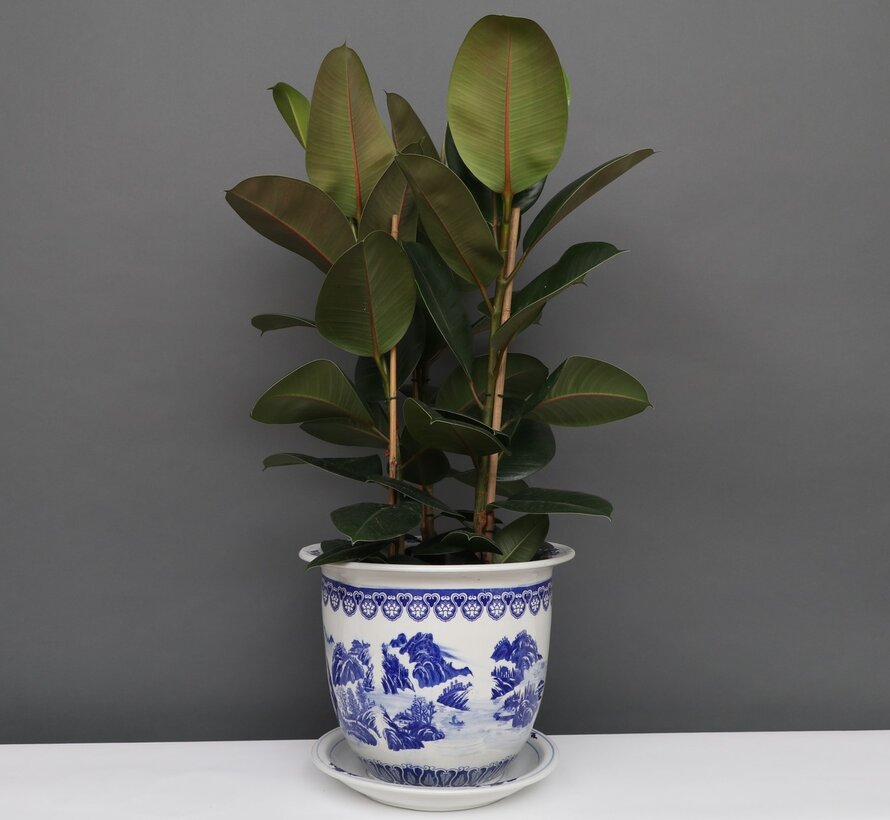 China Porzellan Blumentopf Blau-Weiß mit Landschaft Ø 40cm