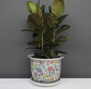 Yajutang Flowerpot white & colorful flowers Ø 33