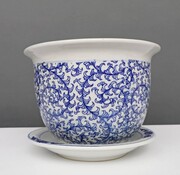 Yajutang Flowerpot Blue-White & Snail Leaf Ø 33