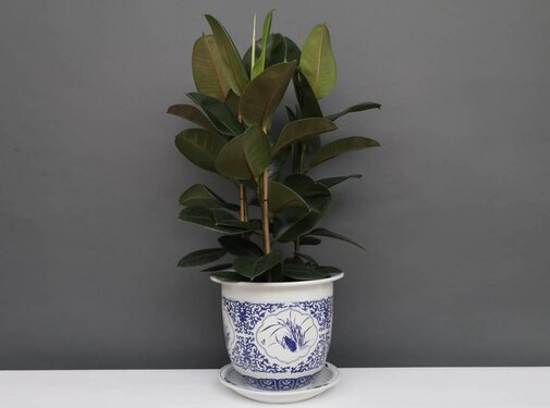 Yajutang Flowerpot Blue-White & Four Flowers Ø40