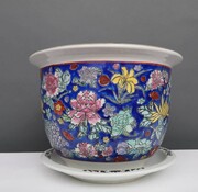 Yajutang Flowerpot blue & colorful flowers Ø 40